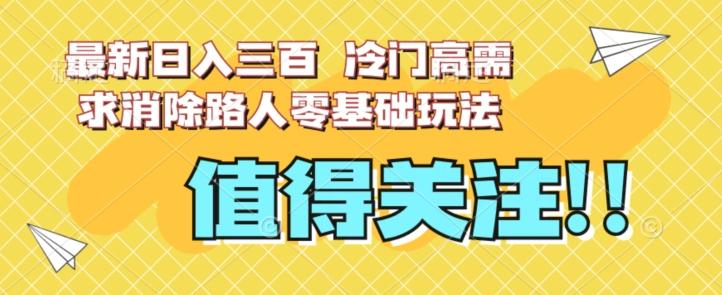 最新日入三百，冷门高需求消除路人零基础玩法【揭秘】-巅峰资源网