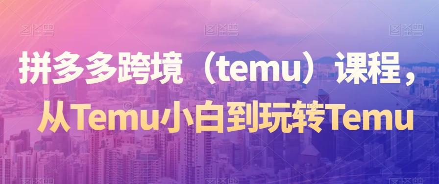 拼多多跨境（temu）课程，从Temu小白到玩转Temu-巅峰资源网