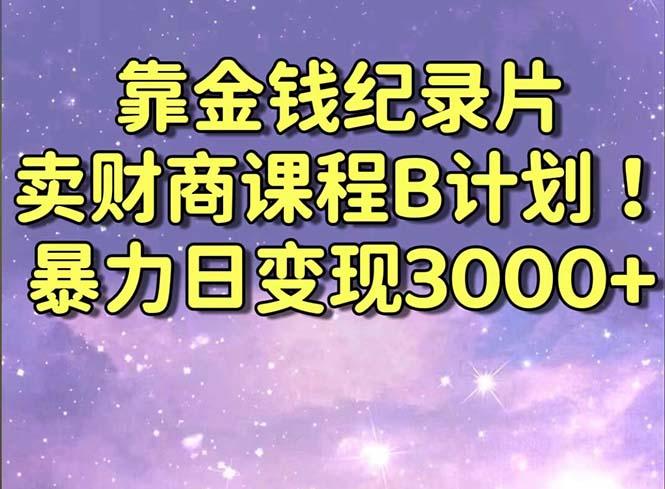 靠金钱纪录片卖财商课程B计划！暴力日变现3000+，喂饭式干货教程！-巅峰资源网