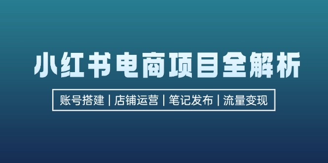 小红书电商项目全解析，包括账号搭建、店铺运营、笔记发布  实现流量变现-巅峰资源网