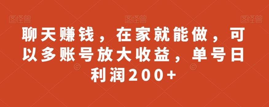 聊天赚钱，在家就能做，可以多账号放大收益，单号日利润200+-巅峰资源网