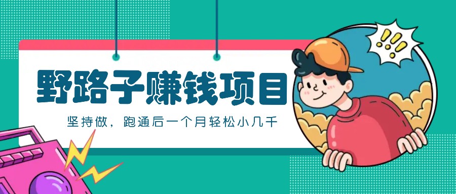 一个人就能操作的野路子赚钱项目，零成本零门槛坚持做，跑通后一个月小几千！-巅峰资源网