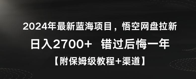 2024年最新蓝海项目，悟空网盘拉新，日入2700+错过后悔一年【附保姆级教程+渠道】【揭秘】-巅峰资源网