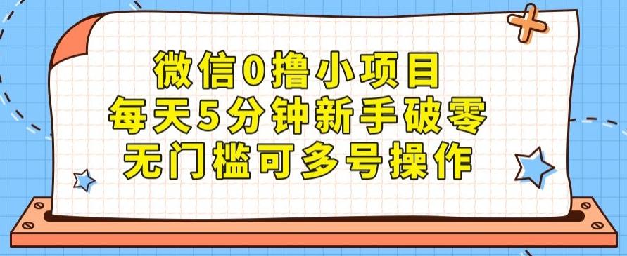 微信0撸小项目，每天5分钟新手破零，无门槛可多号操作-巅峰资源网