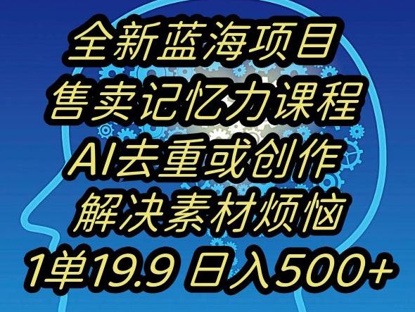 蓝海项目记忆力提升，AI去重，一单19.9日入500+【揭秘】-巅峰资源网