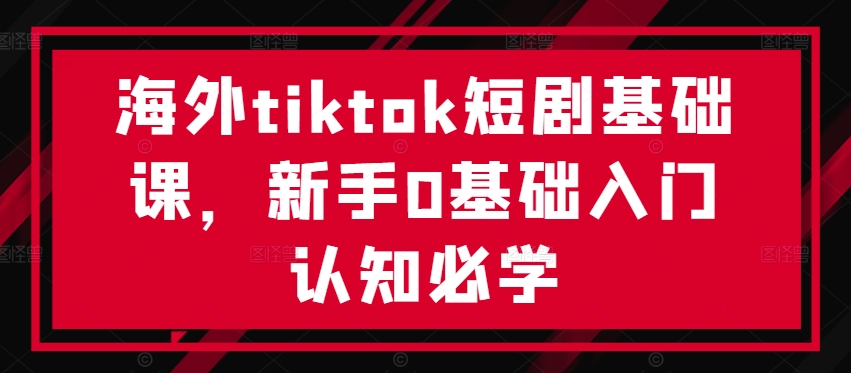 海外tiktok短剧基础课，新手0基础入门认知必学-巅峰资源网