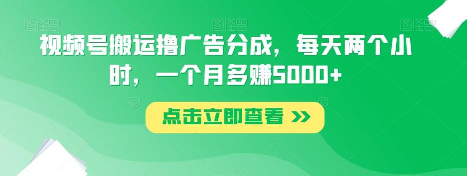 视频号搬运撸广告分成，每天两个小时，一个月多赚5000+-巅峰资源网
