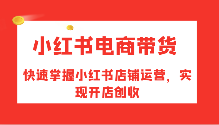 小红书电商带货，快速掌握小红书店铺运营，实现开店创收-巅峰资源网