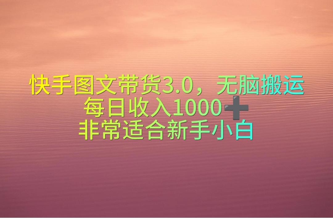 快手图文带货3.0，无脑搬运，每日收入1000＋，非常适合新手小白-巅峰资源网