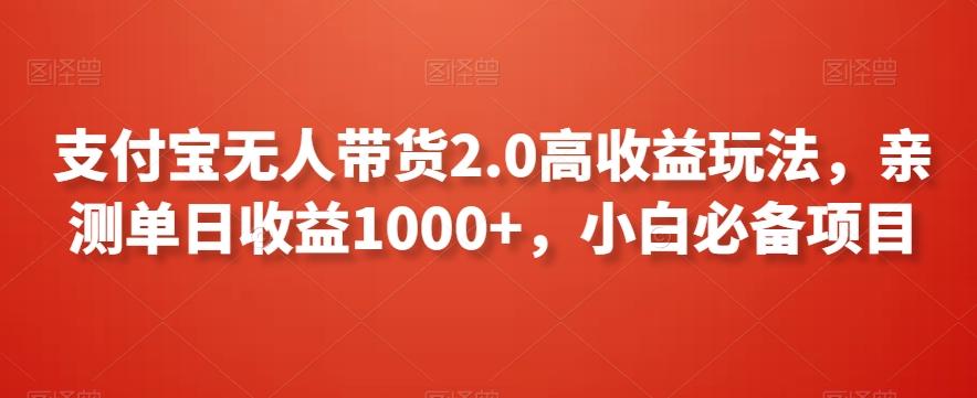 支付宝无人带货2.0高收益玩法，亲测单日收益1000+，小白必备项目【揭秘】-巅峰资源网