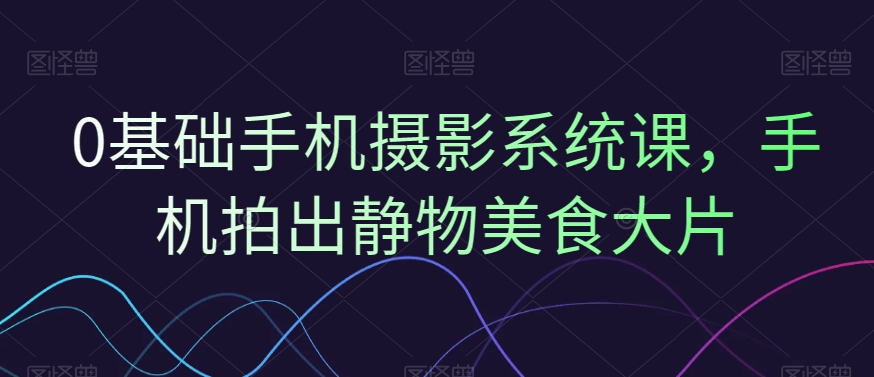 0基础手机摄影系统课，手机拍出静物美食大片-巅峰资源网