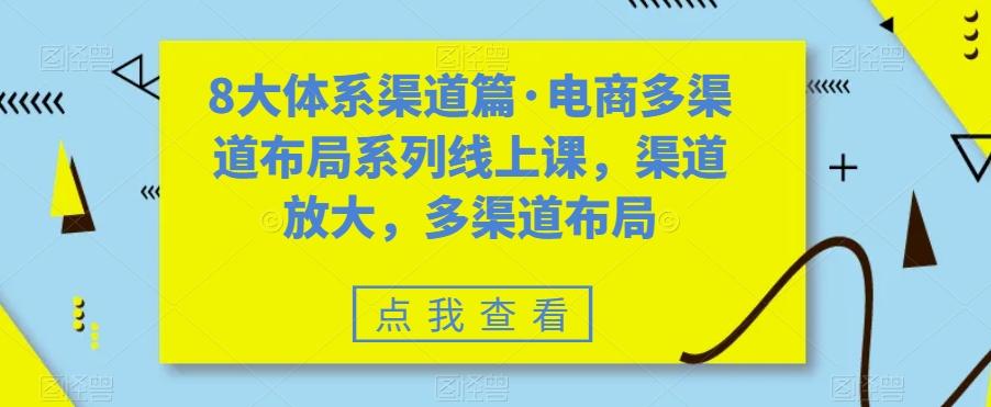 8大体系渠道篇·电商多渠道布局系列线上课，渠道放大，多渠道布局-巅峰资源网