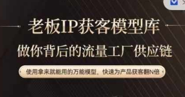 老板IP流量供应链，动作越少，账号越好，使用拿来就能用的万能模型，快速为产品获客翻N倍-巅峰资源网