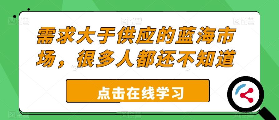 需求大于供应的蓝海市场，很多人都还不知道-巅峰资源网
