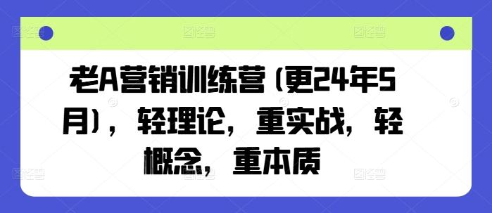 老A营销训练营(更24年6月)，轻理论，重实战，轻概念，重本质-巅峰资源网