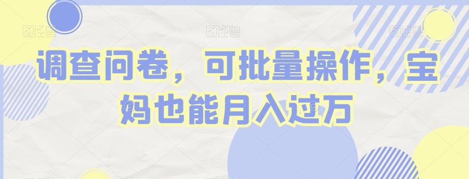 调查问卷，可批量操作，宝妈也能月入过万-巅峰资源网