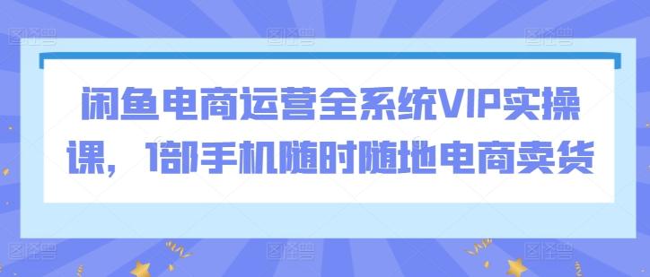 闲鱼电商运营全系统VIP实操课，1部手机随时随地电商卖货-巅峰资源网