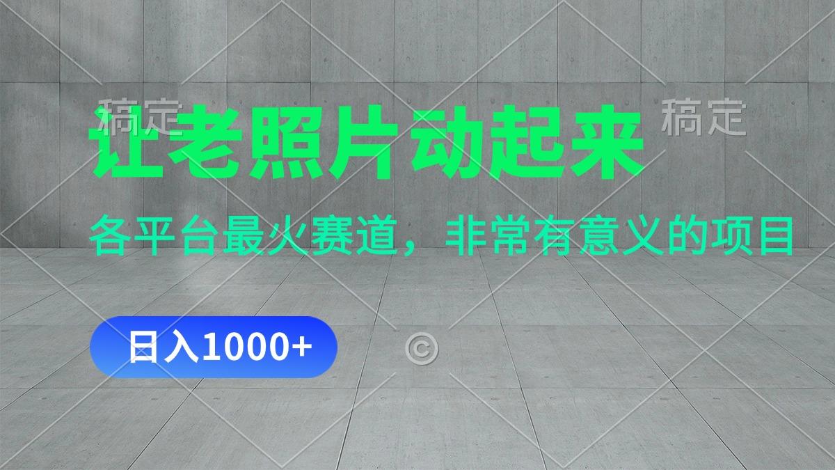 让老照片动起来，一天变现1000+，各平台最火赛道，看完就会-巅峰资源网