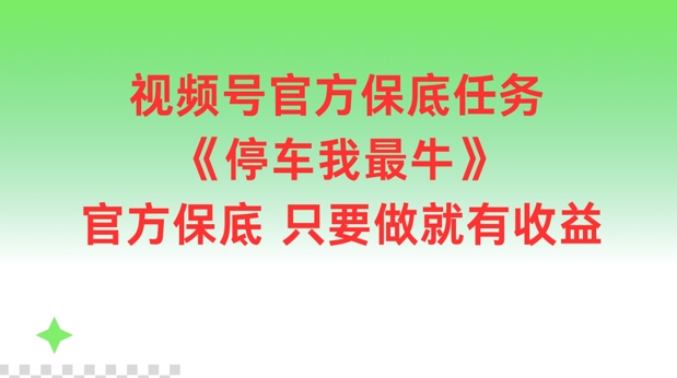视频号官方保底任务，停车我最牛，官方保底只要做就有收益【揭秘】-巅峰资源网