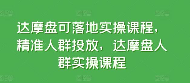 达摩盘可落地实操课程，精准人群投放，达摩盘人群实操课程-巅峰资源网