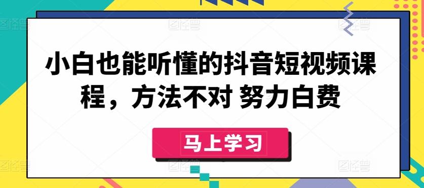 小白也能听懂的抖音短视频课程，方法不对 努力白费-巅峰资源网