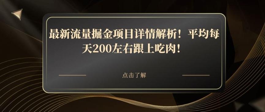最新流量掘金项目详情解析！平均每天200左右跟上吃肉！-巅峰资源网