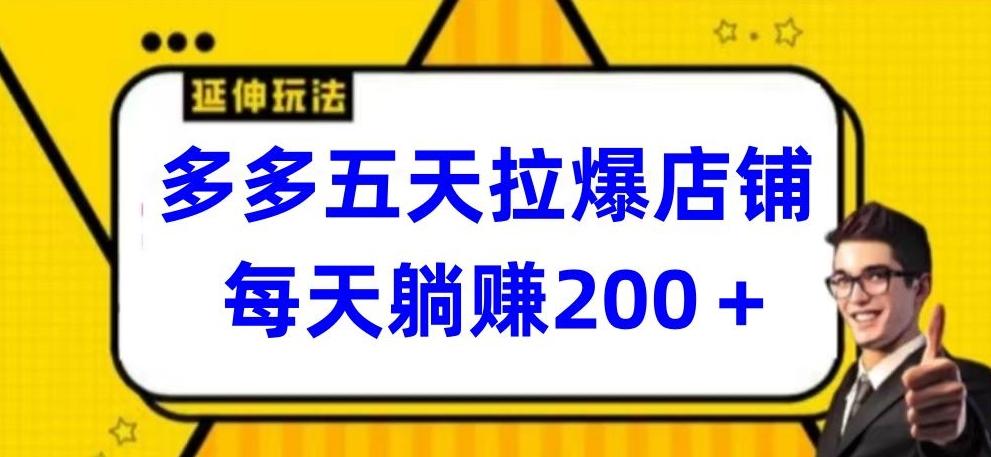 多多五天拉爆店铺，每天躺赚200+【揭秘】-巅峰资源网