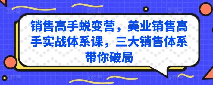 销售高手蜕变营，美业销售高手实战体系课，三大销售体系带你破局-巅峰资源网