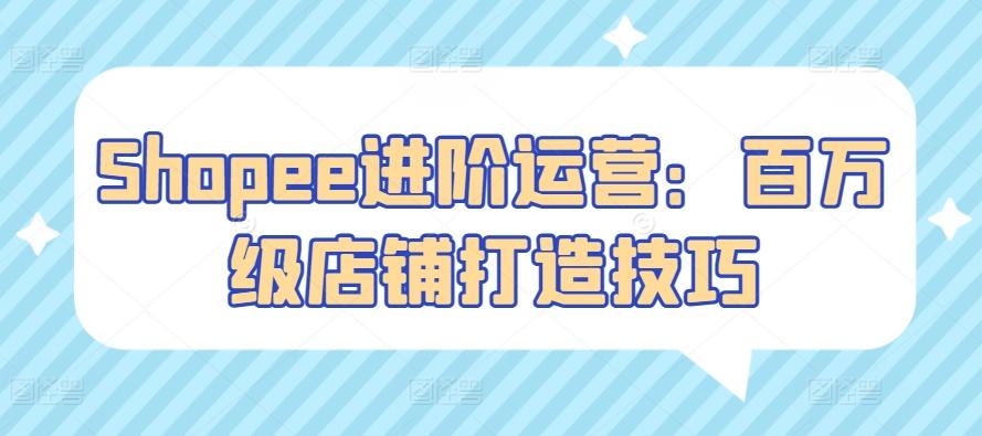Shopee进阶运营：百万级店铺打造技巧-巅峰资源网