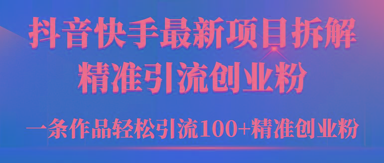(9447期)2024年抖音快手最新项目拆解视频引流创业粉，一天轻松引流精准创业粉100+-巅峰资源网