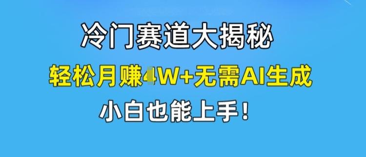 冷门赛道大揭秘，轻松月赚1W+无需AI生成，小白也能上手【揭秘】-巅峰资源网