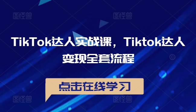 TikTok达人实战课，Tiktok达人变现全套流程-巅峰资源网