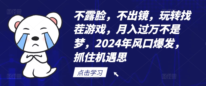 不露脸，不出镜，玩转找茬游戏，月入过万不是梦，2024年风口爆发，抓住机遇【揭秘】-巅峰资源网