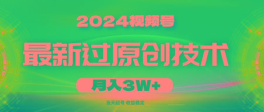 2024视频号最新过原创技术，当天起号，收益稳定，月入3W+-巅峰资源网