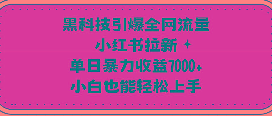 (9679期)黑科技引爆全网流量小红书拉新，单日暴力收益7000+，小白也能轻松上手-巅峰资源网