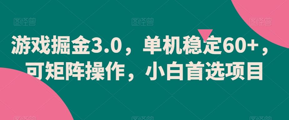 游戏掘金3.0，单机稳定60+，可矩阵操作，小白首选项目【揭秘】-巅峰资源网