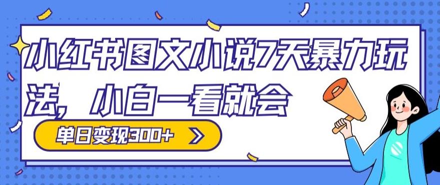 小红书图文小说7天暴力玩法，小白一看就会，单日变现300+-巅峰资源网