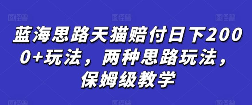 蓝海思路天猫赔付日下2000+玩法，两种思路玩法，保姆级教学【仅揭秘】-巅峰资源网