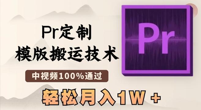 最新Pr定制模版搬运技术，中视频100%通过，几分钟一条视频，轻松月入1W＋【揭秘】-巅峰资源网