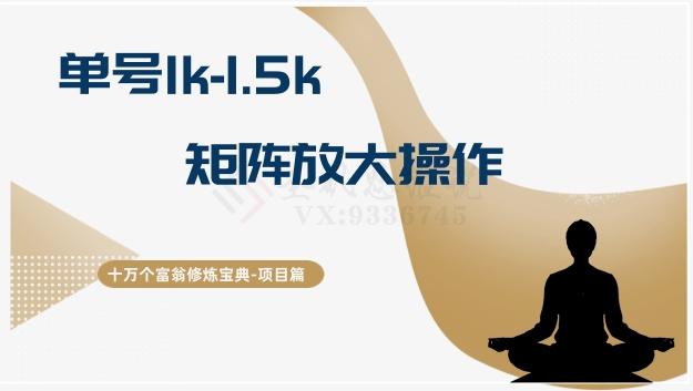 十万个富翁修炼宝典15.单号1k-1.5k，矩阵放大操作-巅峰资源网
