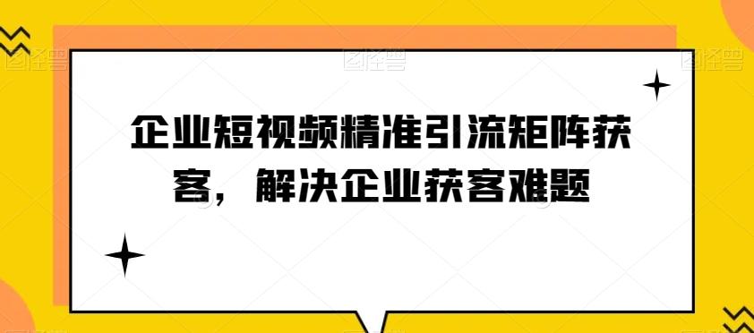 企业短视频精准引流矩阵获客，解决企业获客难题-巅峰资源网