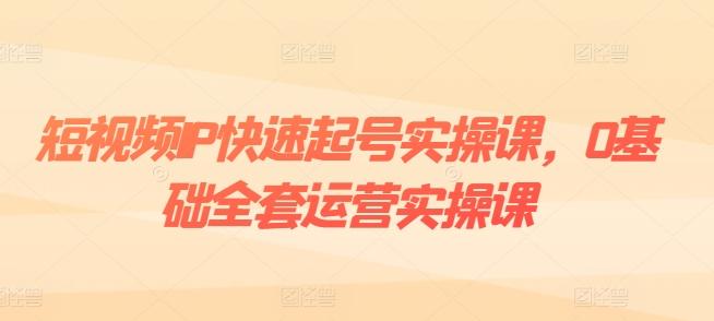 短视频IP快速起号实操课，0基础全套运营实操课，爆款内容设计+粉丝运营+内容变现-巅峰资源网