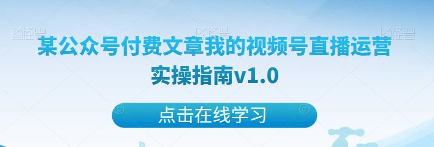 某公众号付费文章我的视频号直播运营实操指南v1.0-巅峰资源网