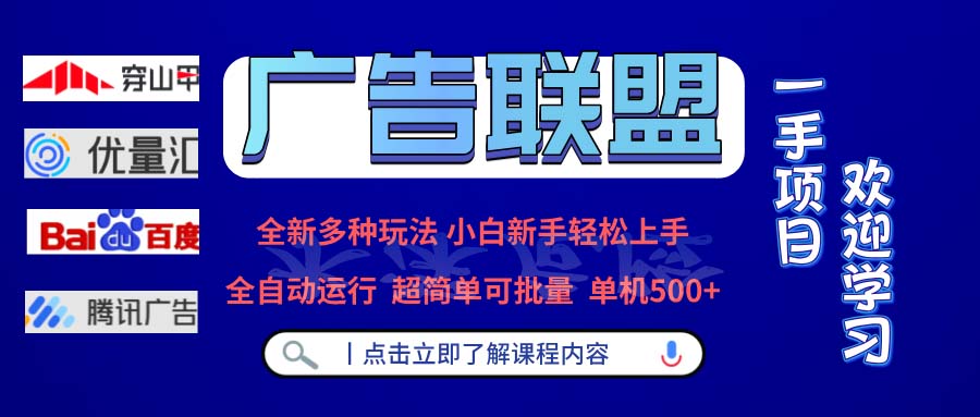 广告联盟 全新多种玩法 单机500+  全自动运行  可批量运行-巅峰资源网