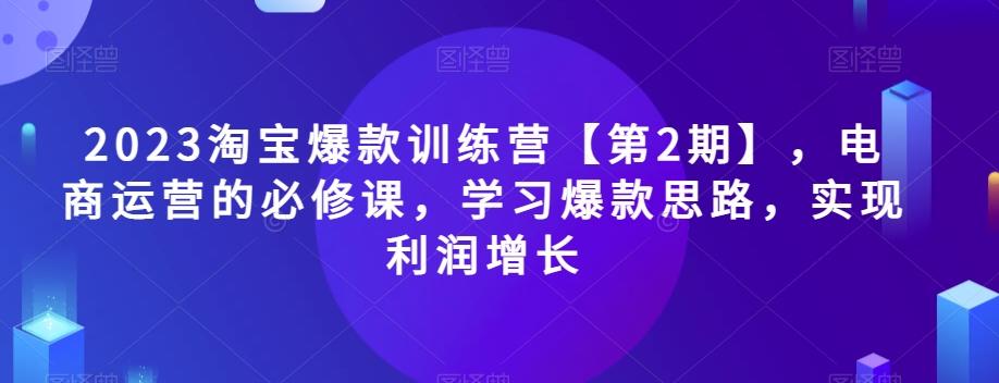 2023淘宝爆款训练营【第2期】，电商运营的必修课，学习爆款思路，实现利润增长-巅峰资源网