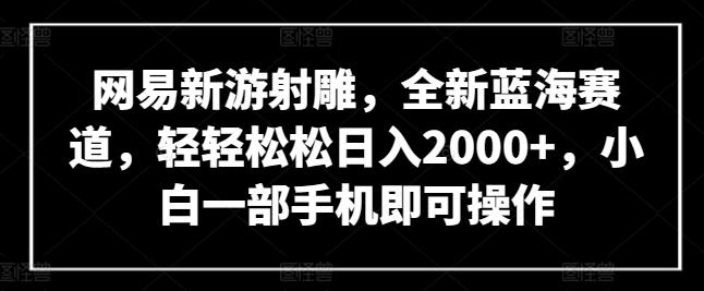 网易新游射雕，全新蓝海赛道，轻轻松松日入2000+，小白一部手机即可操作【揭秘】-巅峰资源网