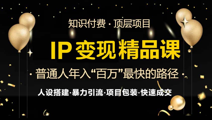 IP变现最新精品课程，知识付费全流程+最强引流术+小白避坑指南-巅峰资源网