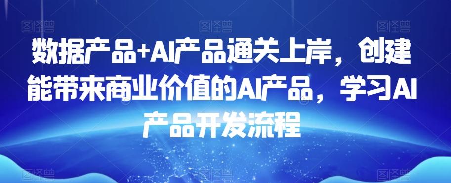 数据产品+AI产品通关上岸，创建能带来商业价值的AI产品，学习AI产品开发流程-巅峰资源网