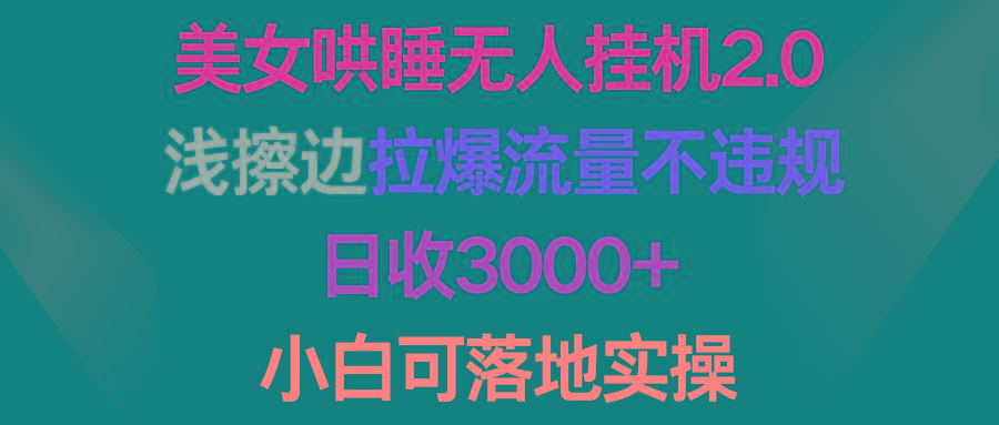 (9905期)美女哄睡无人挂机2.0，浅擦边拉爆流量不违规，日收3000+，小白可落地实操-巅峰资源网