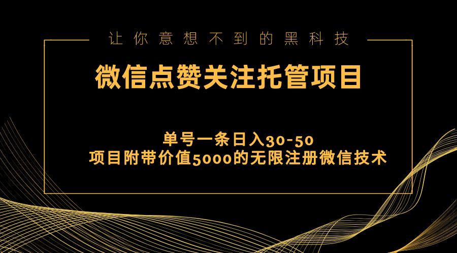 视频号托管点赞关注，单微信30-50元，附带价值5000无限注册微信技术-巅峰资源网